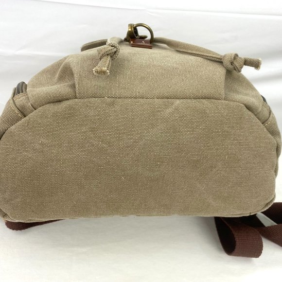 Canvas Backpack with Leather Trim - Beige main image 9